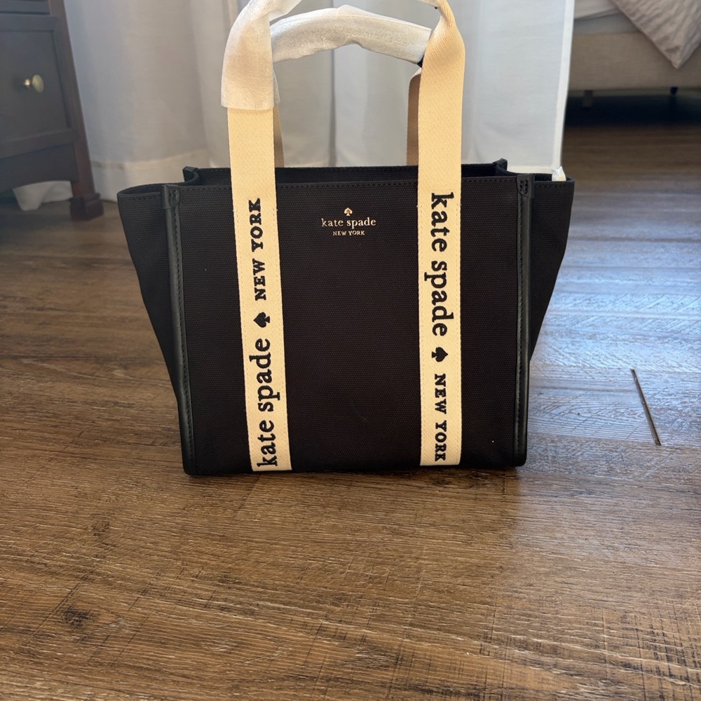 Kate Spade Black Tote with Tan Straps - Picture 4 of 5